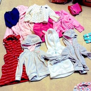 6 to 24mo lot of GIRLS Zip up Hooded Vests, Sweatshirts & Hoodies